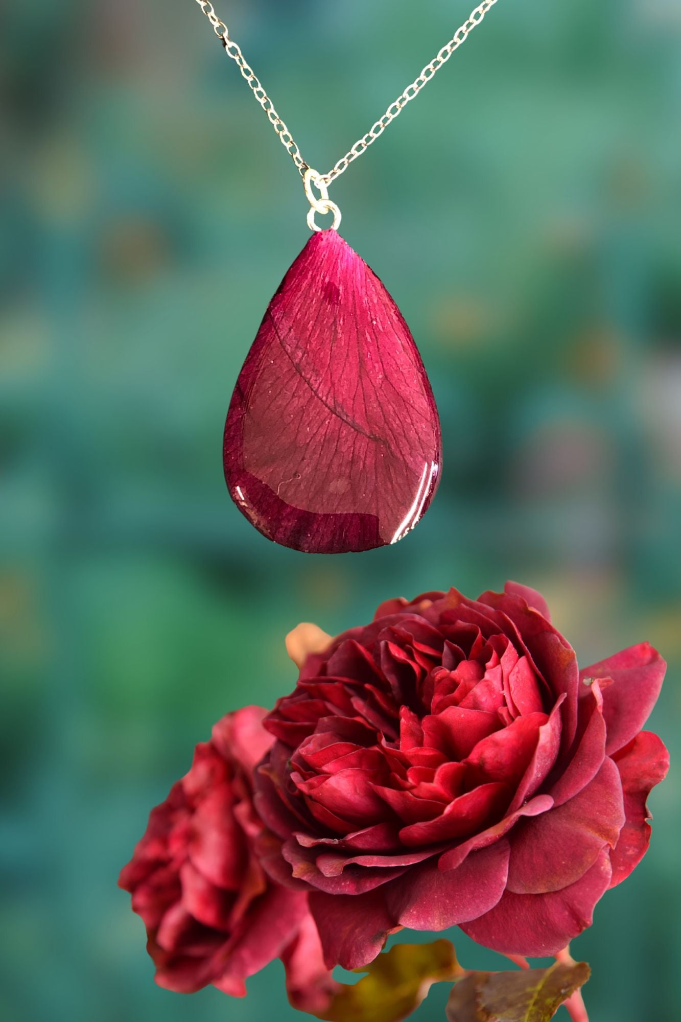 Colgante Pétalo de rosa granate