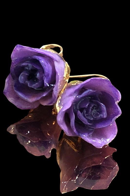 Pendientes de rosas lavanda