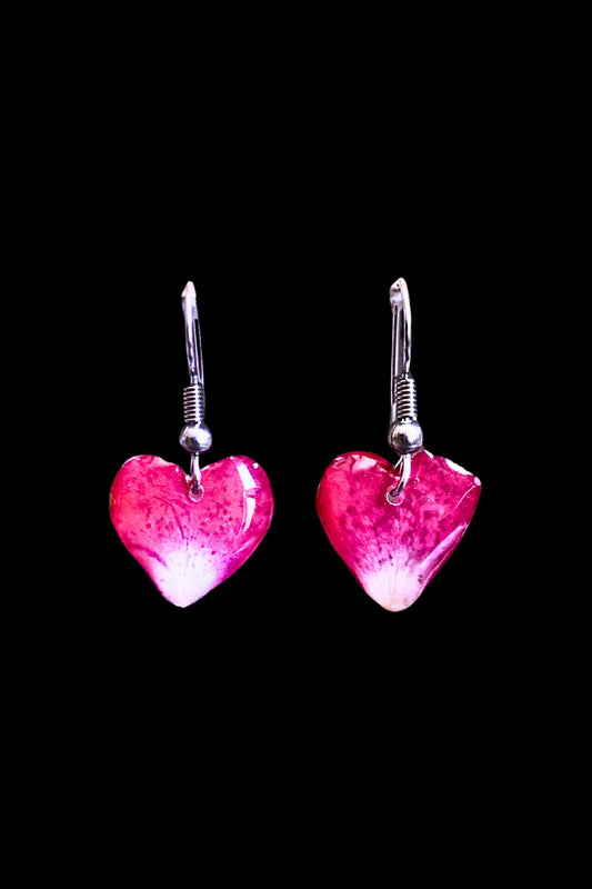 Pendientes Corazón de rosa roja